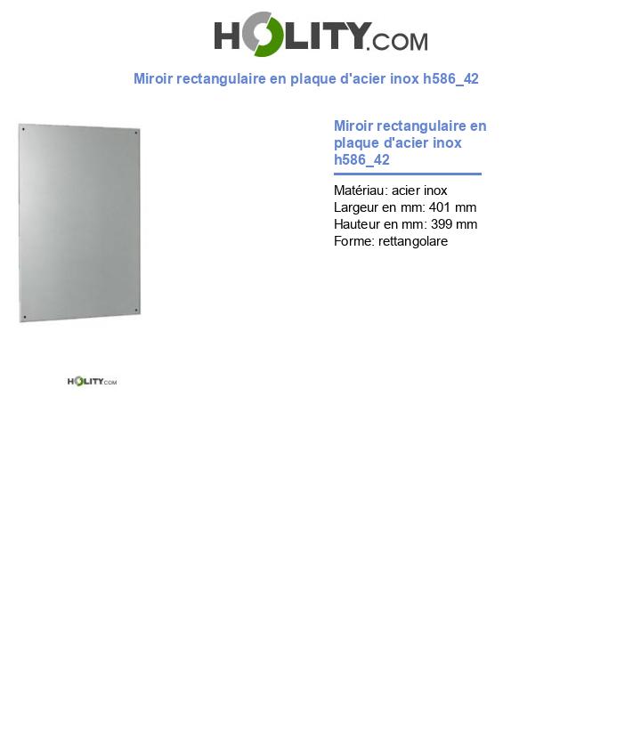 Miroir rectangulaire en plaque d'acier inox h586_42