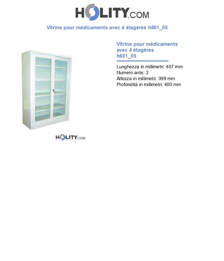 Vitrine pour médicaments avec 4 étagères h601_05