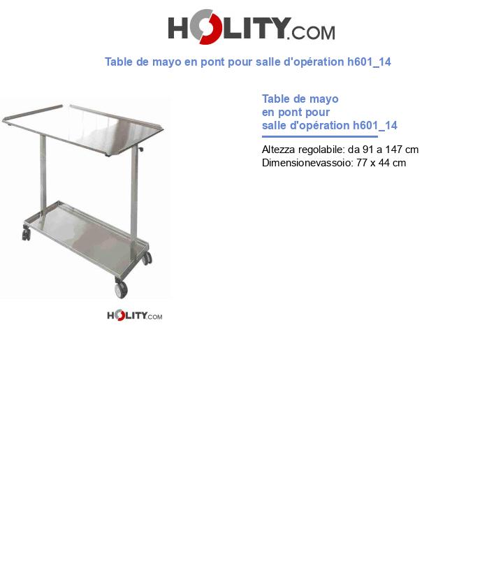 Table de mayo en pont pour salle d'opération h601_14