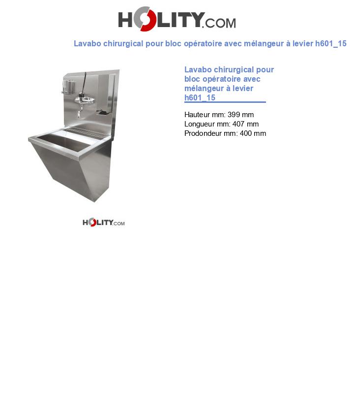 Lavabo chirurgical pour bloc opératoire avec mélangeur à levier h601_15