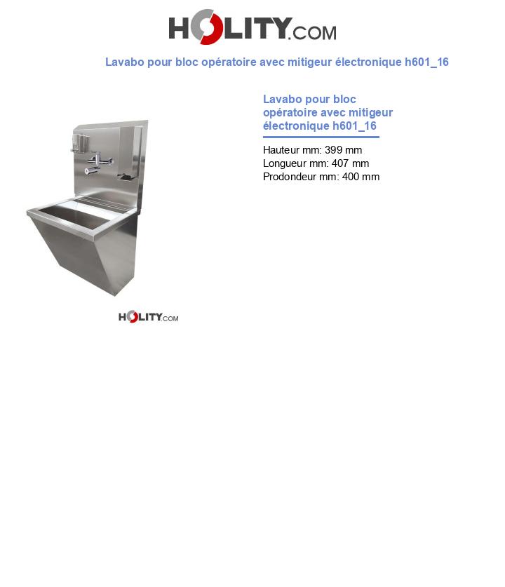 Lavabo pour bloc opératoire avec mitigeur électronique h601_16