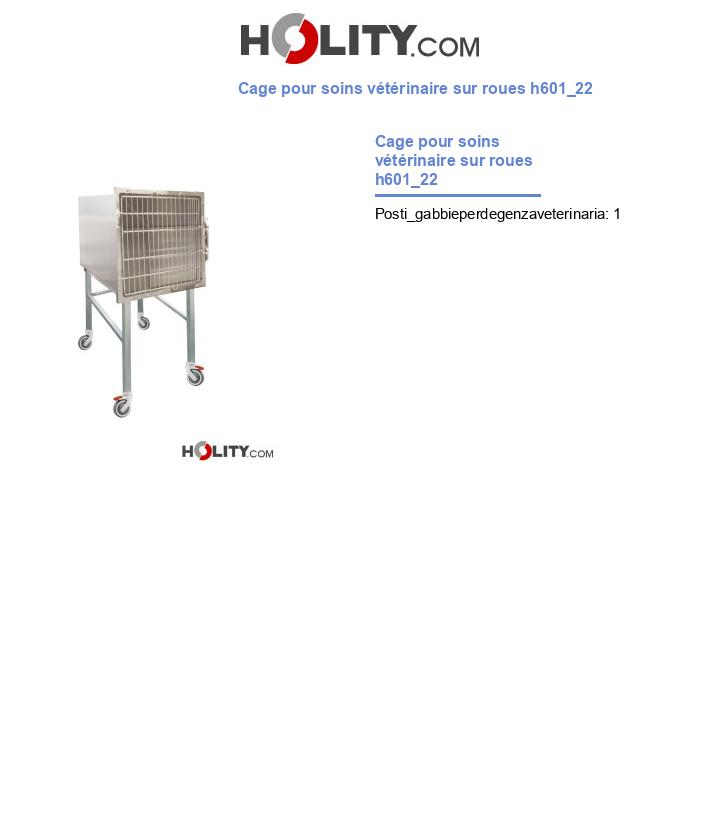 Cage pour soins vétérinaire sur roues h601_22