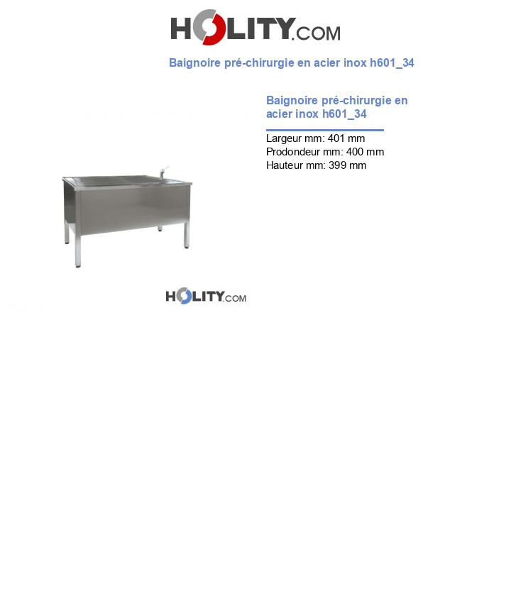 Baignoire pré-chirurgie en acier inox h601_34