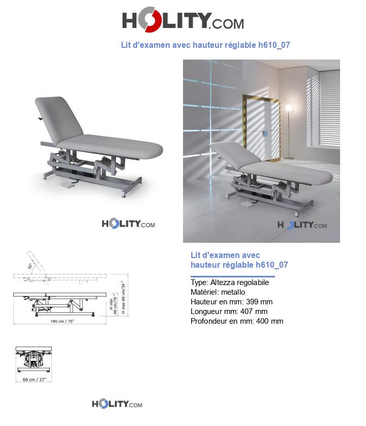 Lit d'examen avec hauteur réglable h610_07