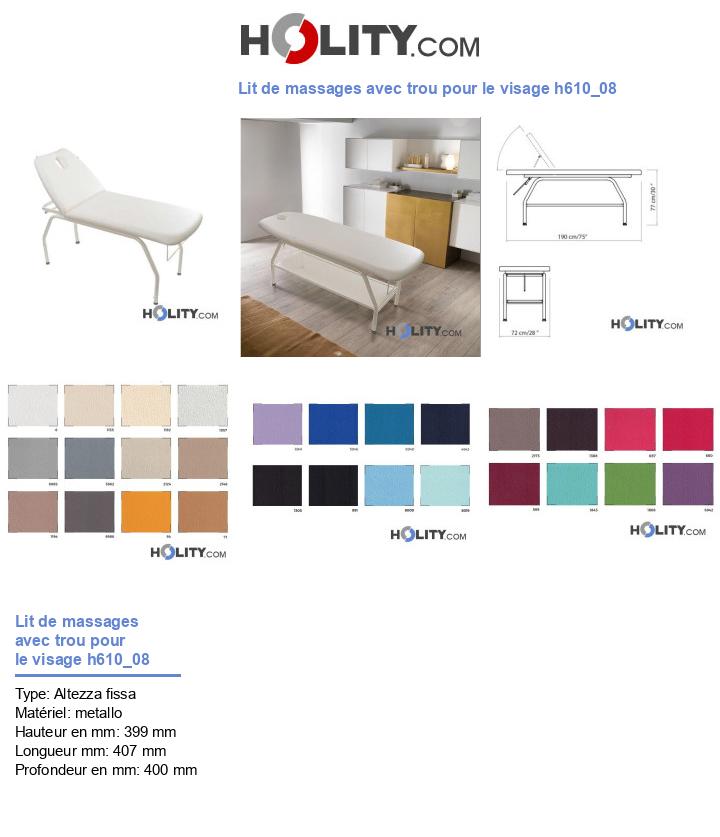 Lit de massages avec trou pour le visage h610_08