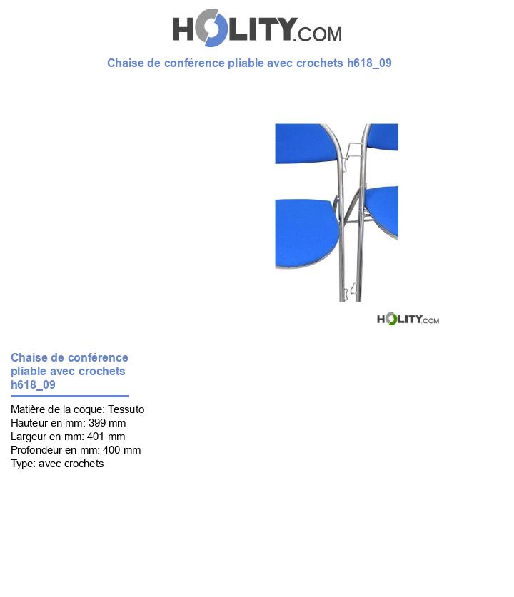 Chaise de conférence pliable avec crochets h618_09