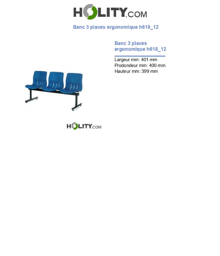 Banc 3 places ergonomique h618_12