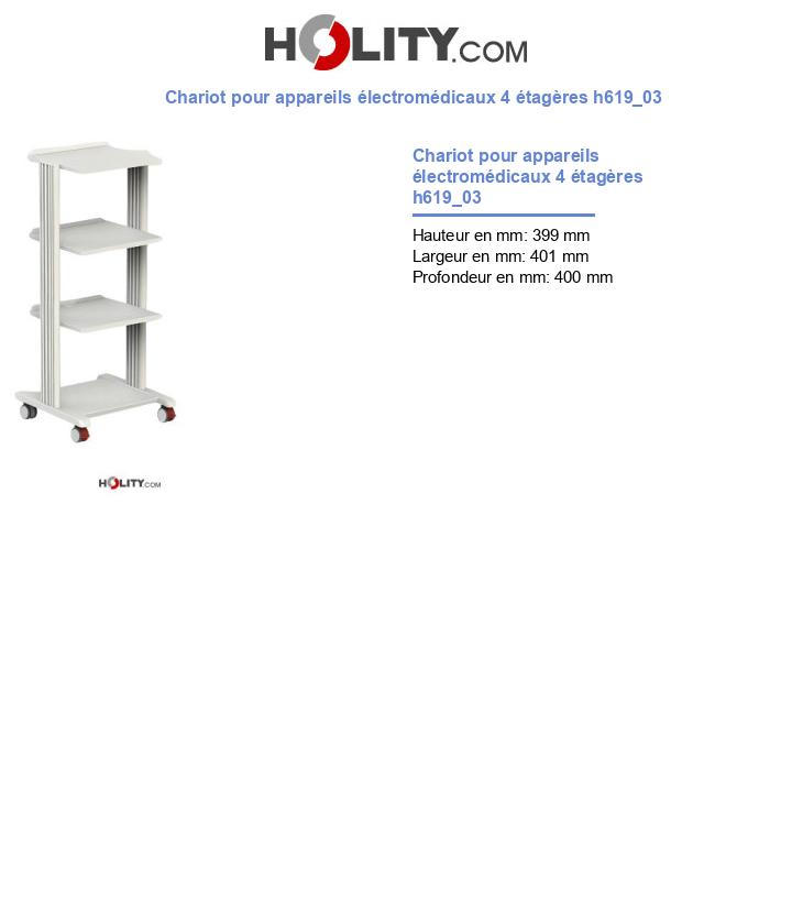 Chariot pour appareils électromédicaux 4 étagères h619_03