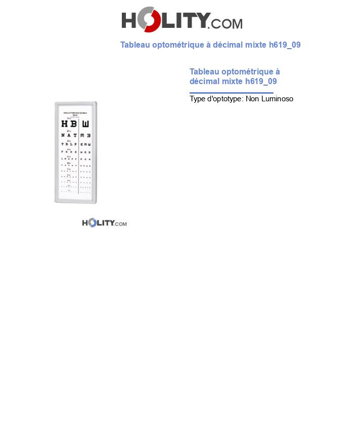 Tableau optométrique à décimal mixte h619_09