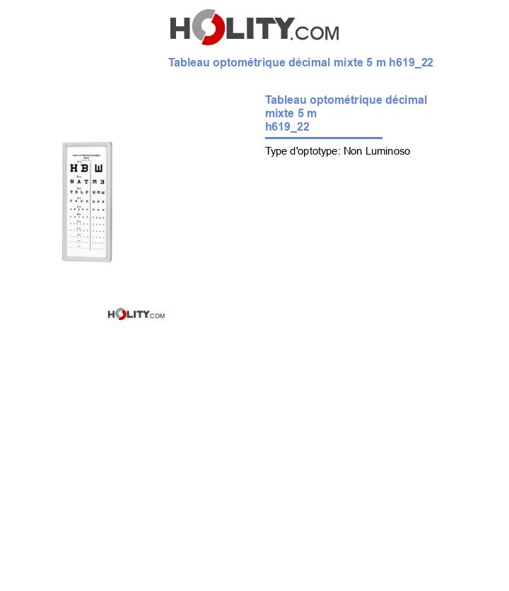 Tableau optométrique décimal mixte 5 m h619_22