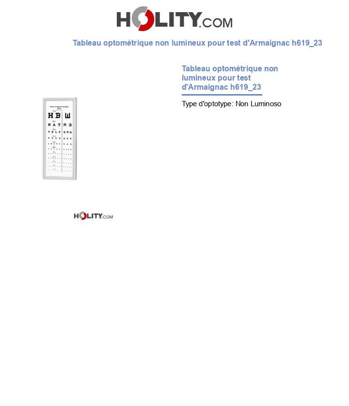 Tableau optométrique non lumineux pour test d'Armaignac h619_23