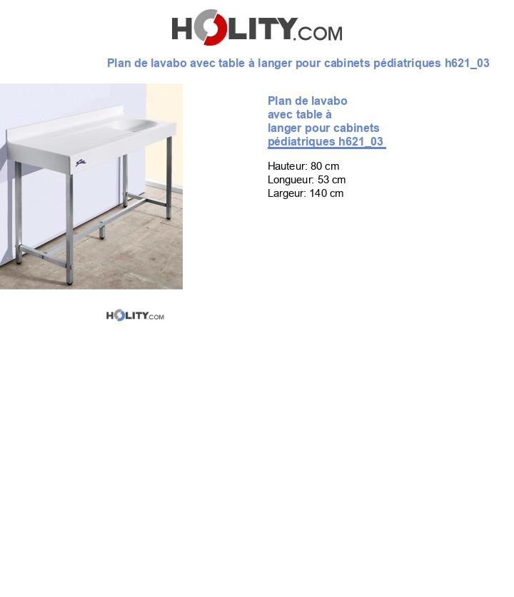 Plan de lavabo avec table à langer pour cabinets pédiatriques h621_03