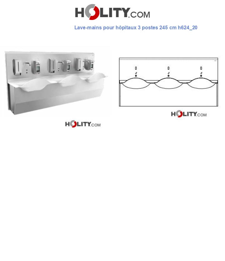 Lave-mains pour hôpitaux 3 postes 245 cm h624_20