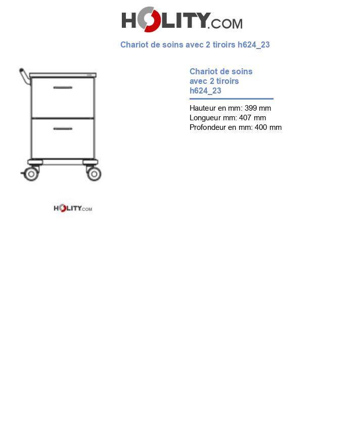 Chariot de soins avec 2 tiroirs h624_23