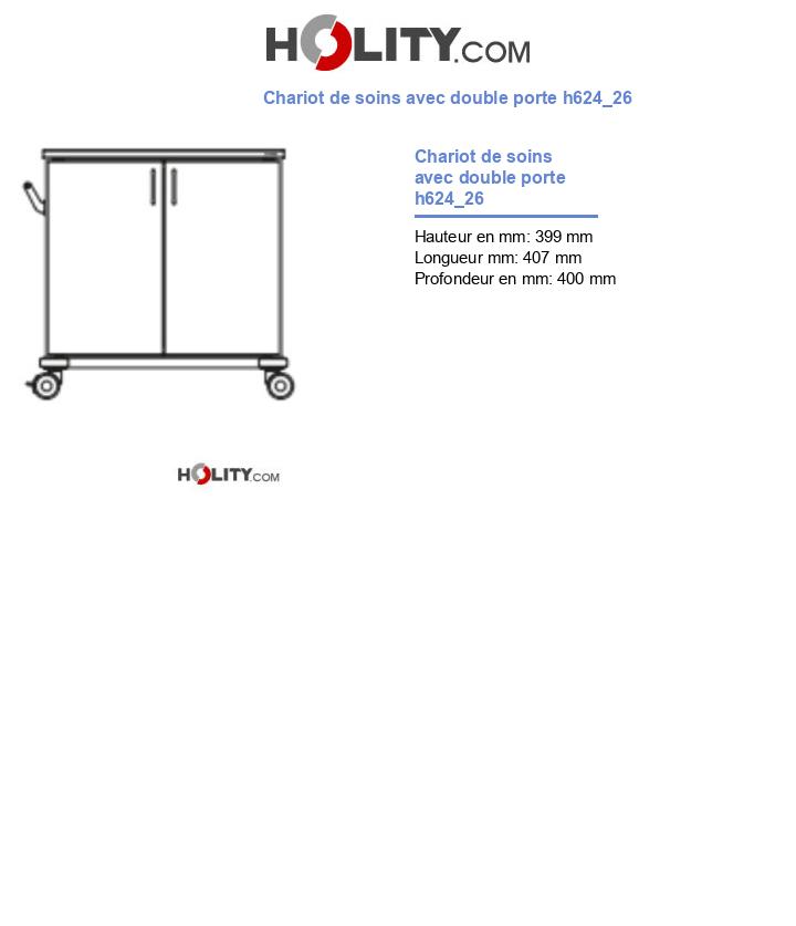 Chariot de soins avec double porte h624_26