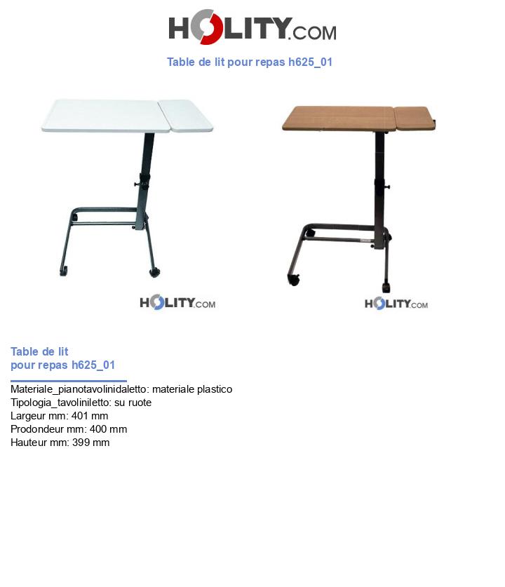 Table de lit pour repas h625_01