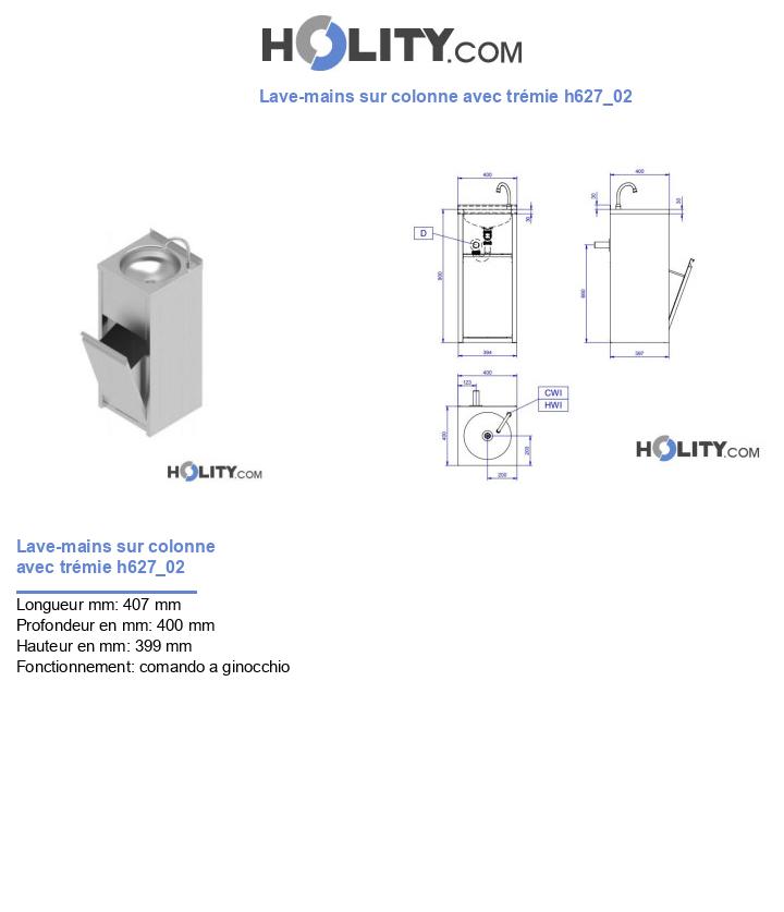 Lave-mains sur colonne avec trémie h627_02