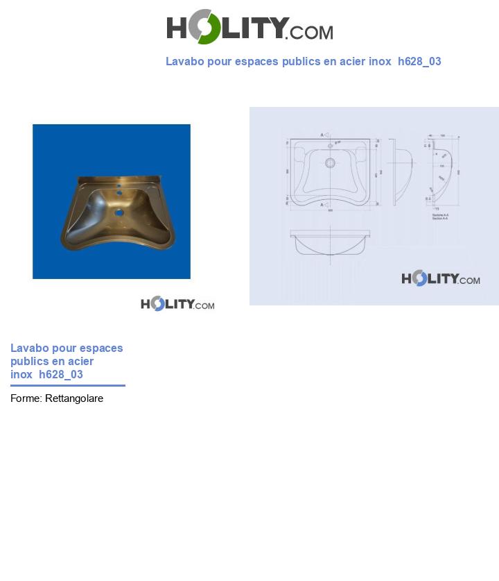 Lavabo pour espaces publics en acier inox  h628_03