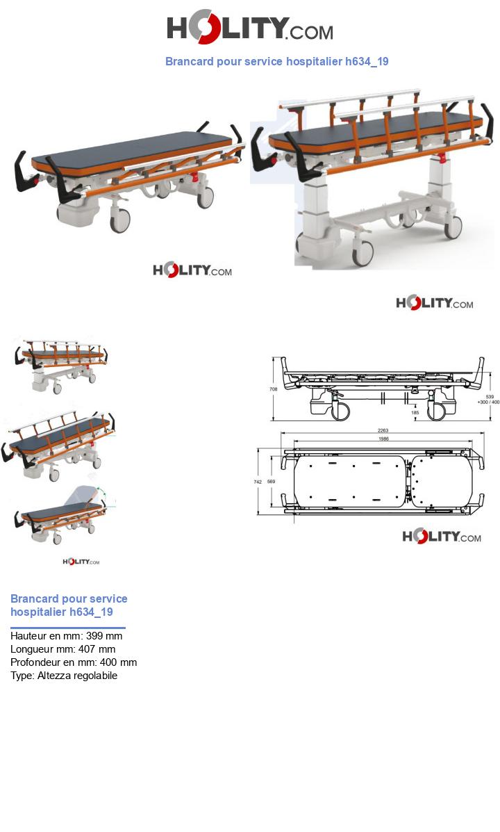 Brancard pour service hospitalier h634_19