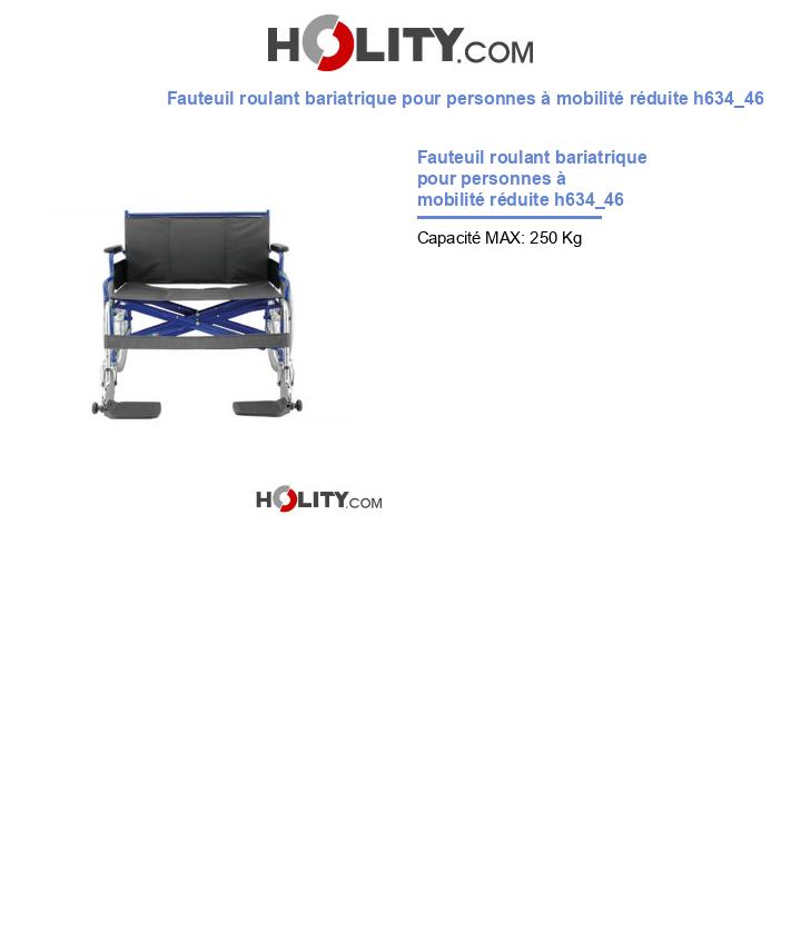 Fauteuil roulant bariatrique pour personnes à mobilité réduite h634_46