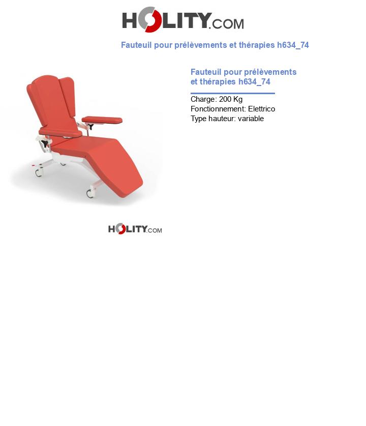 Fauteuil pour prélèvements et thérapies h634_74