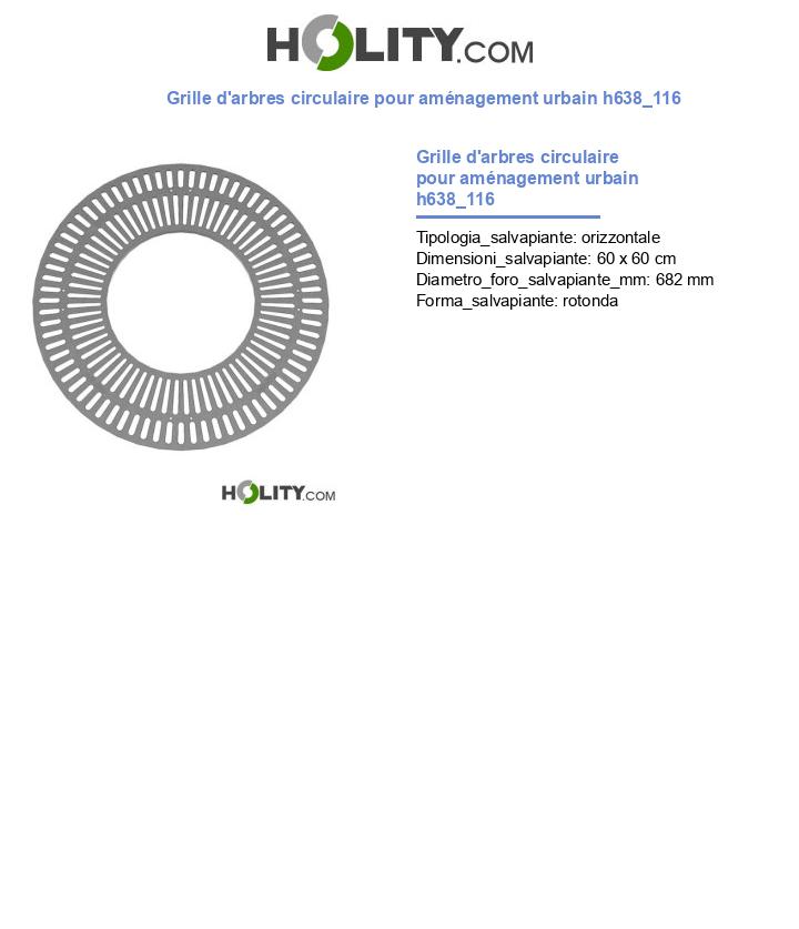 Grille d'arbres circulaire pour aménagement urbain h638_116