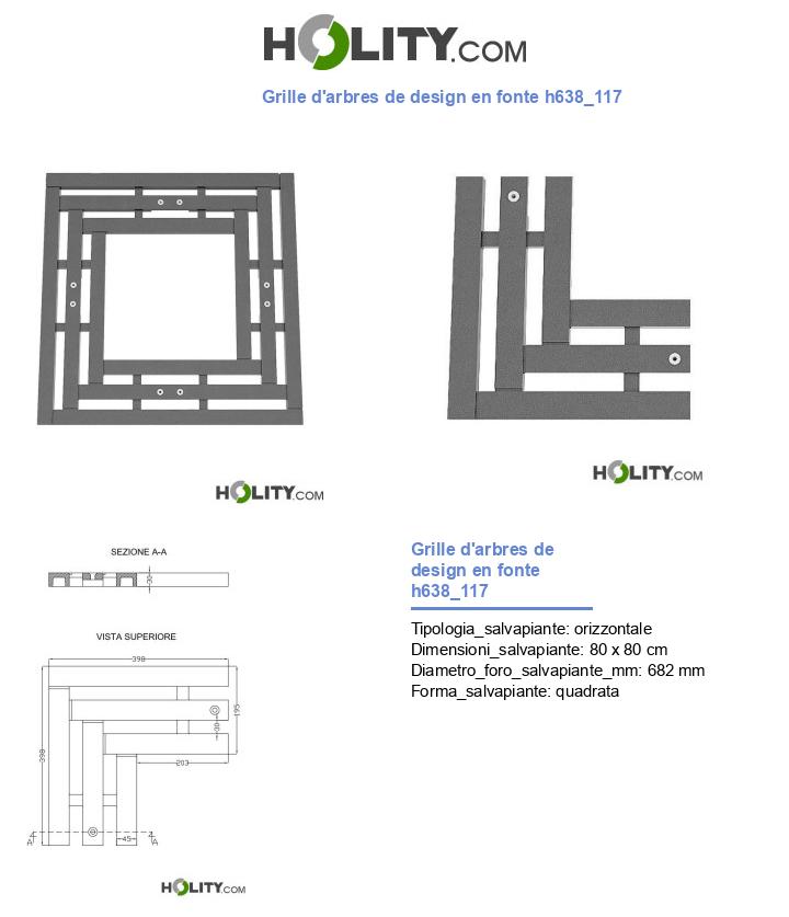 Grille d'arbres de design en fonte h638_117