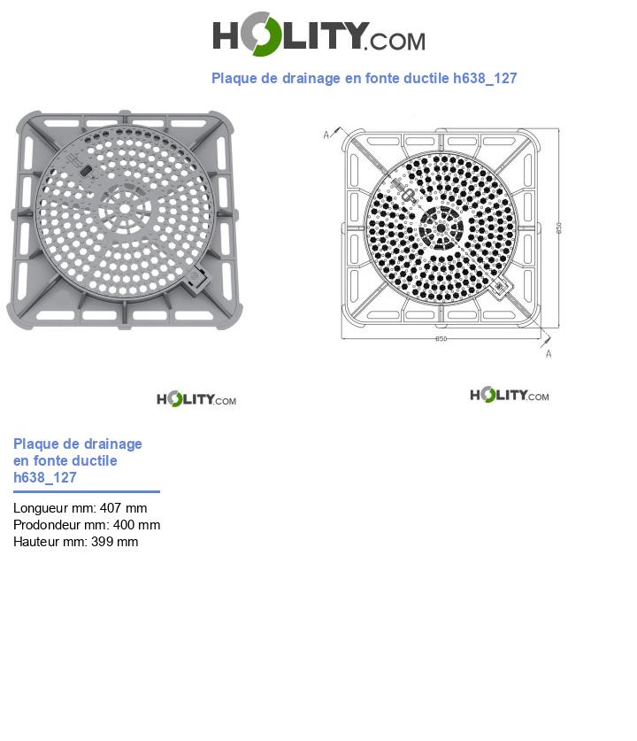 Plaque de drainage en fonte ductile h638_127