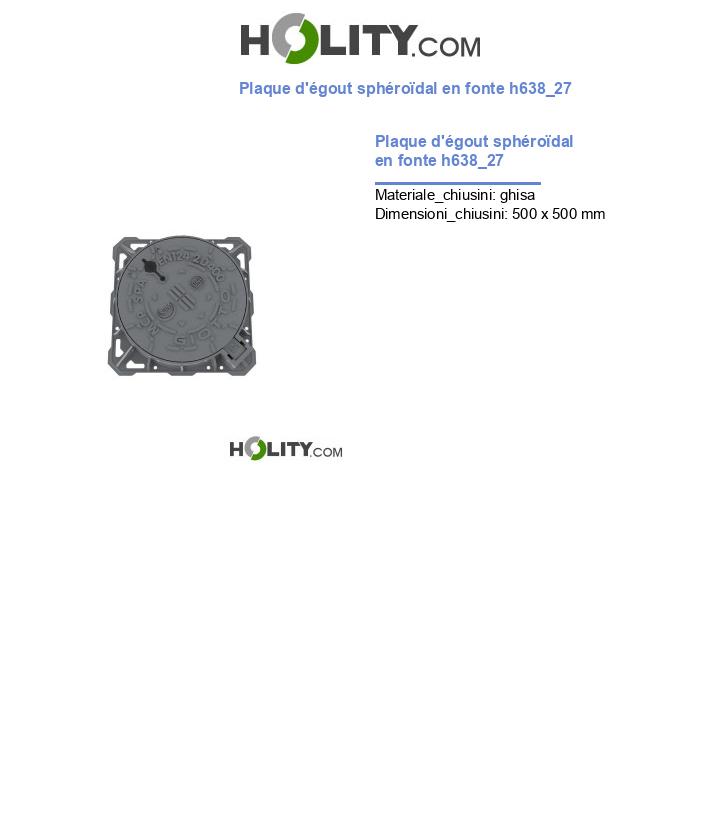 Plaque d'égout sphéroïdal en fonte h638_27