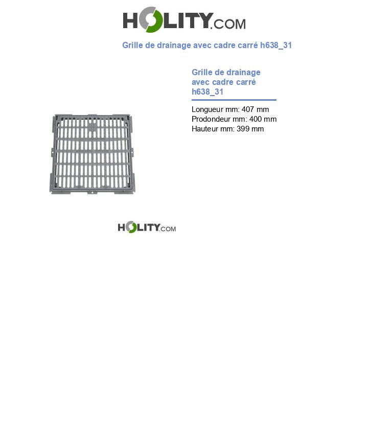 Grille de drainage avec cadre carré h638_31