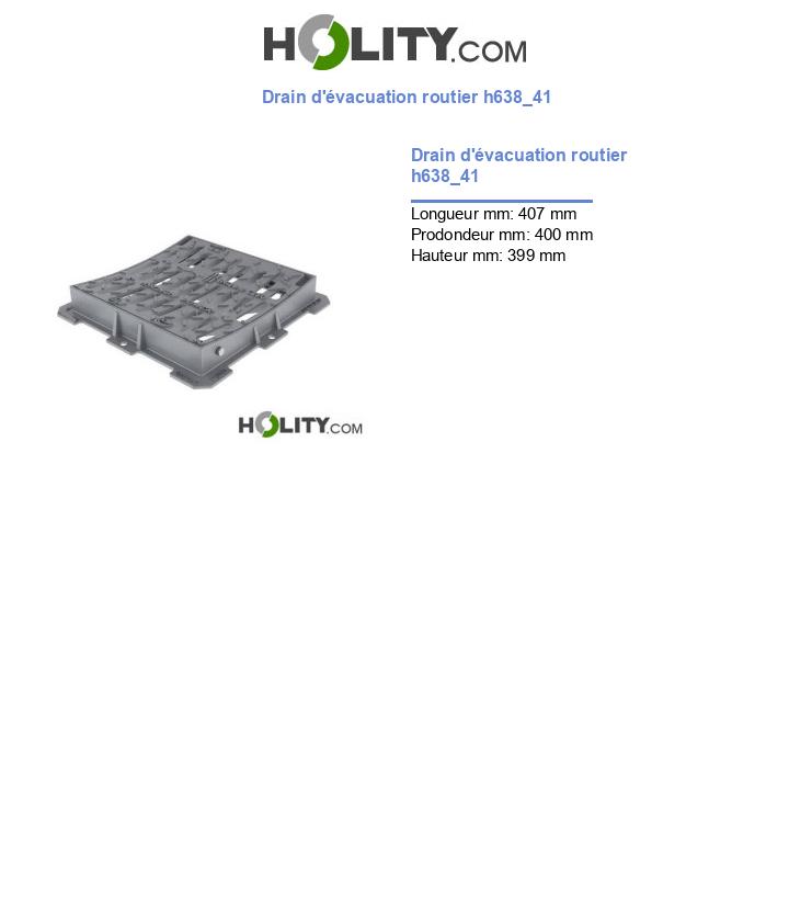 Drain d'évacuation routier h638_41