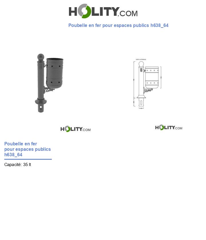 Poubelle en fer pour espaces publics h638_64