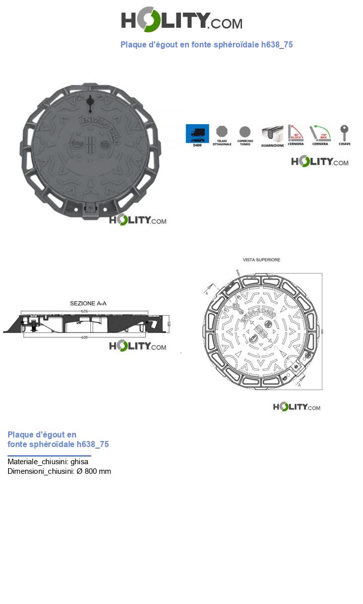 Plaque d'égout en fonte sphéroïdale h638_75