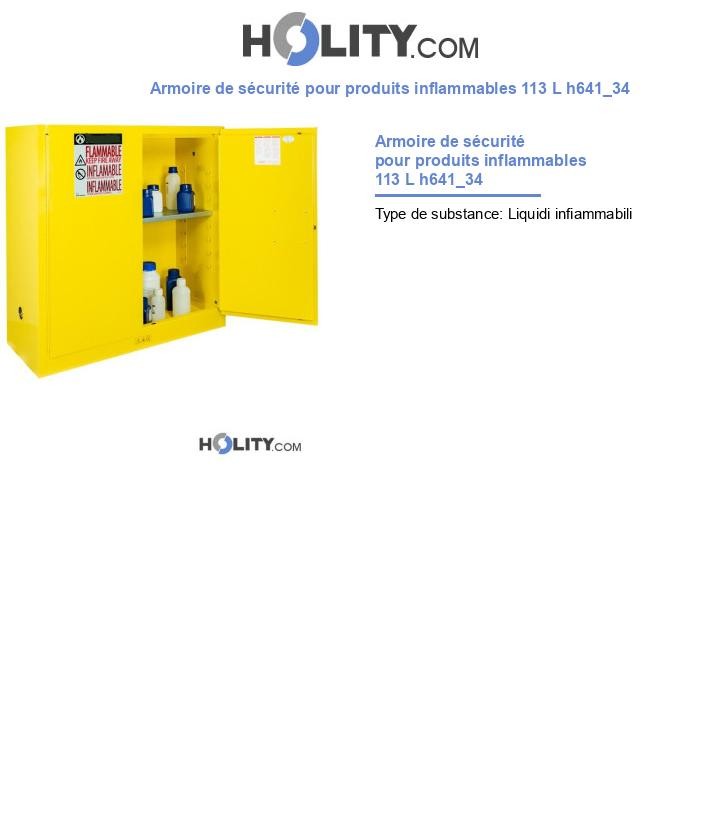 Armoire de sécurité pour produits inflammables 113 L h641_34