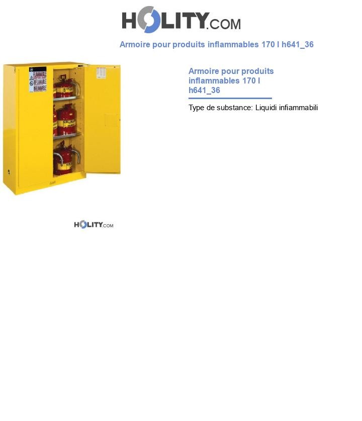 Armoire pour produits inflammables 170 l h641_36