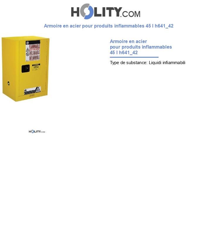 Armoire en acier pour produits inflammables 45 l h641_42