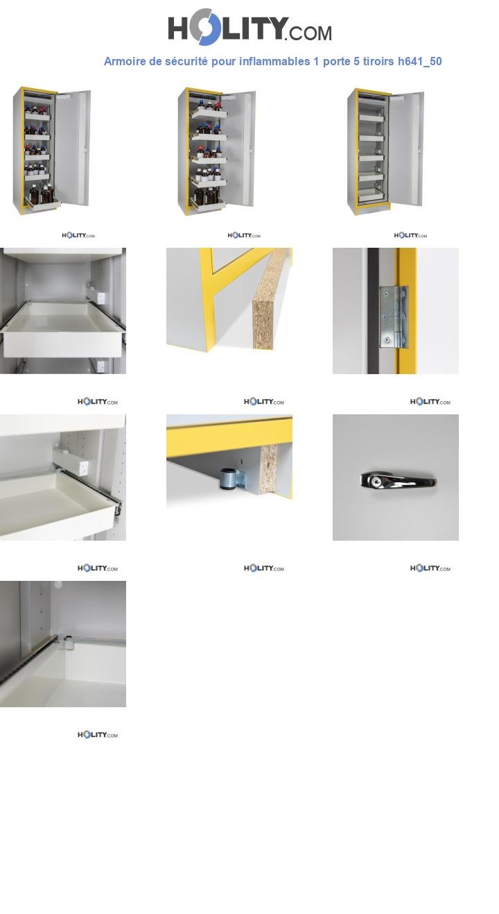 Armoire de sécurité pour inflammables 1 porte 5 tiroirs h641_50