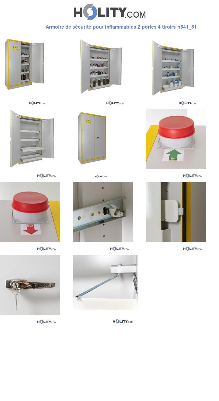 Armoire de sécurité pour inflammables 2 portes 4 tiroirs h641_51