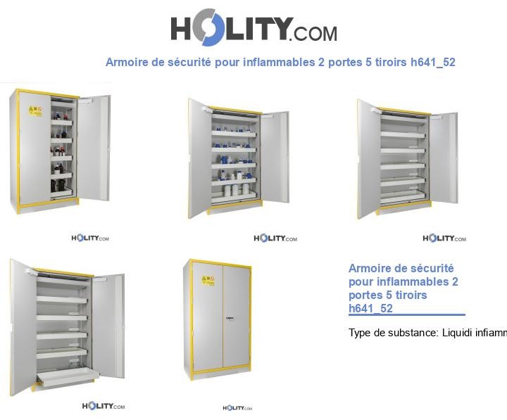 Armoire de sécurité pour inflammables 2 portes 5 tiroirs h641_52