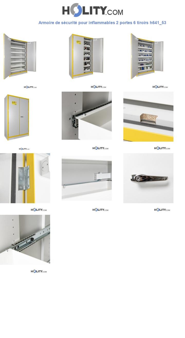 Armoire de sécurité pour inflammables 2 portes 6 tiroirs h641_53