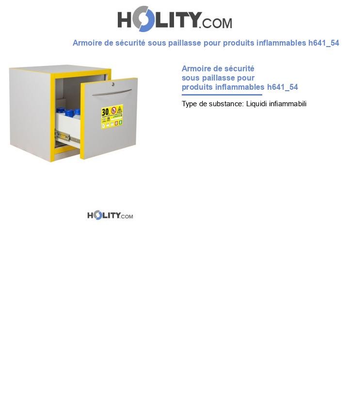 Armoire de sécurité sous paillasse pour produits inflammables h641_54