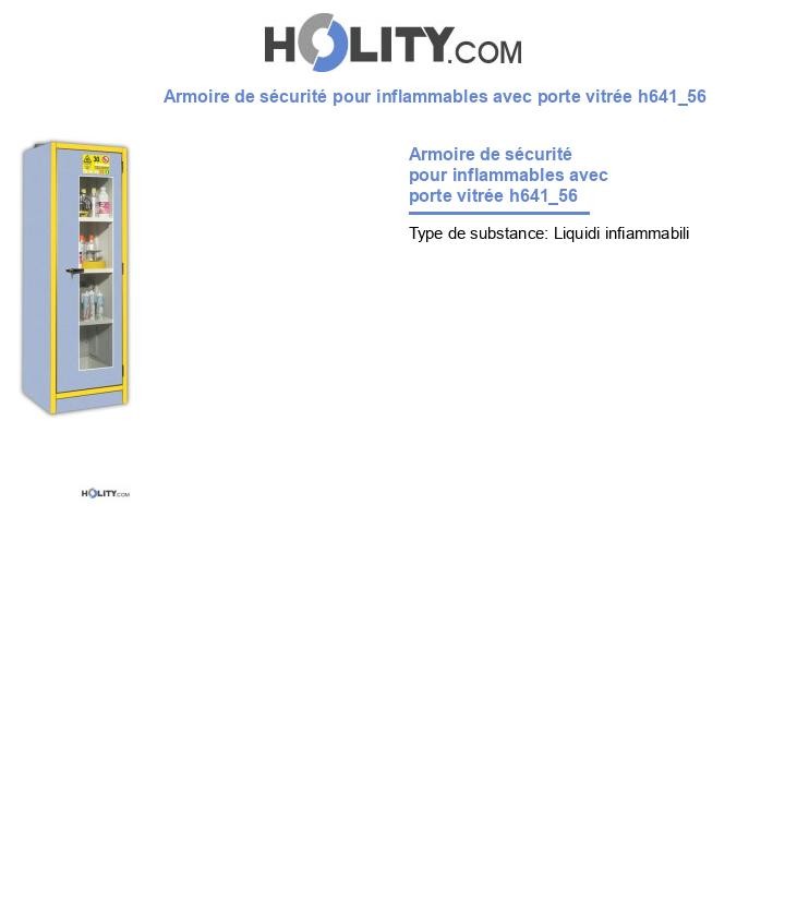 Armoire de sécurité pour inflammables avec porte vitrée h641_56