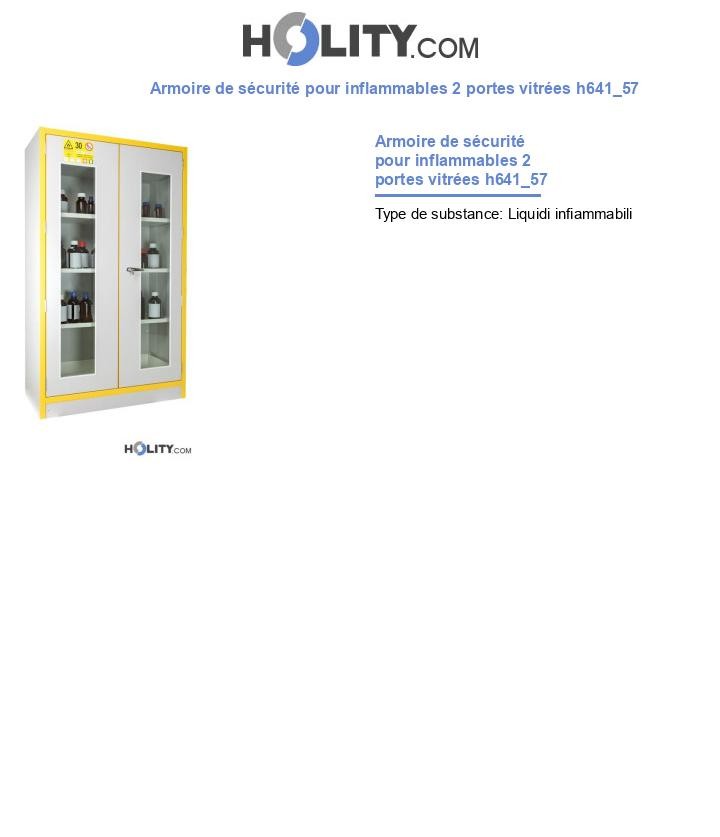 Armoire de sécurité pour inflammables 2 portes vitrées h641_57