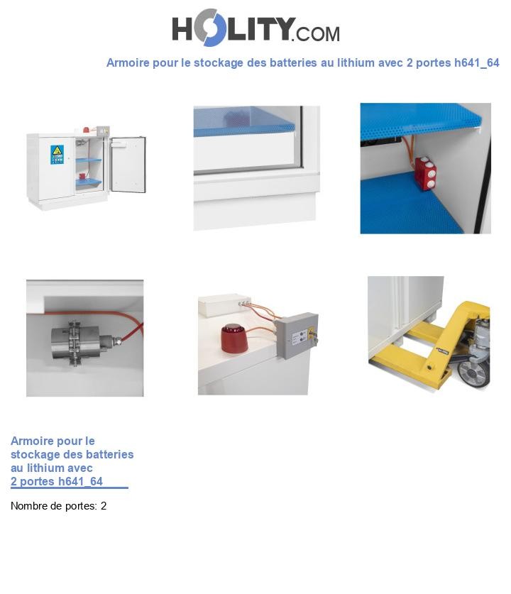 Armoire pour le stockage des batteries au lithium avec 2 portes h641_64