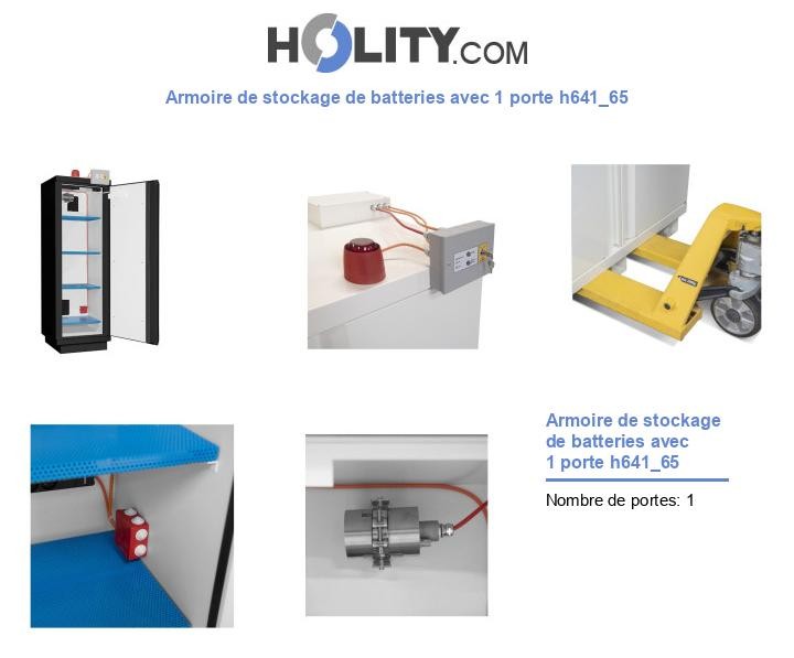 Armoire de stockage de batteries avec 1 porte h641_65