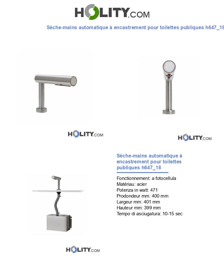 Sèche-mains automatique à encastrement pour toilettes publiques h647_18