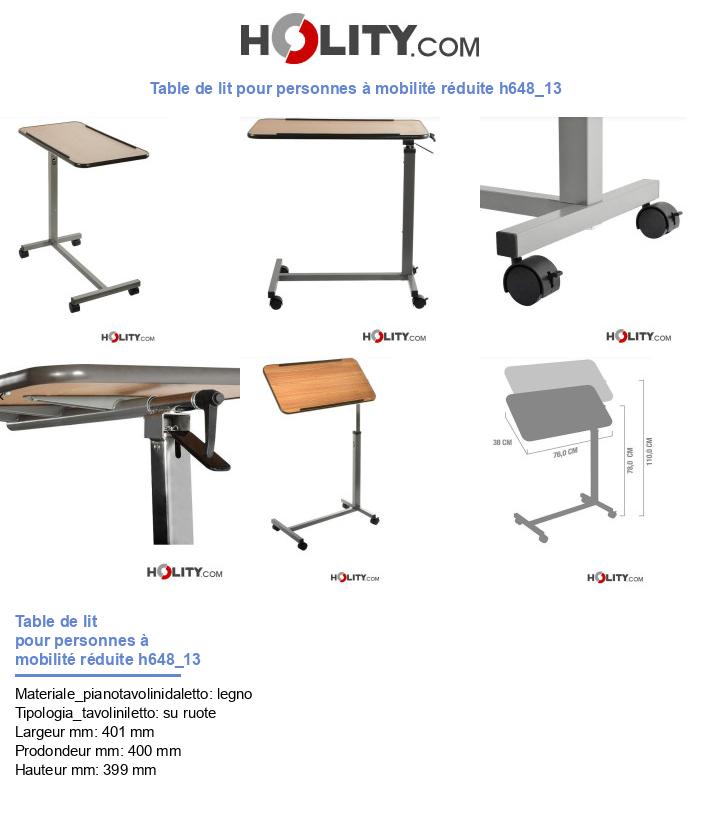 Table de lit pour personnes à mobilité réduite h648_13