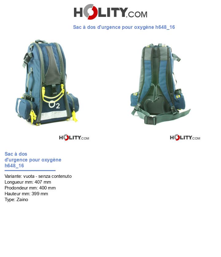 Sac à dos d'urgence pour oxygène h648_16