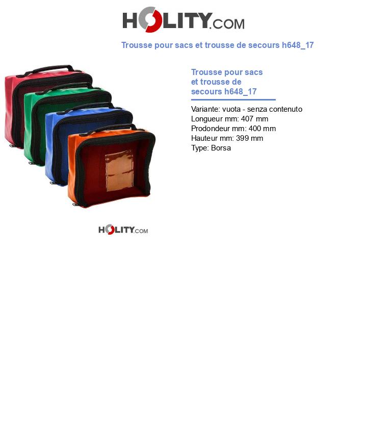 Trousse pour sacs et trousse de secours h648_17