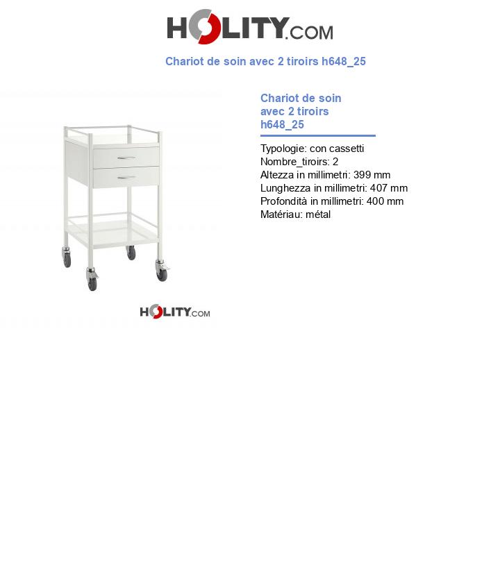 Chariot de soin avec 2 tiroirs h648_25